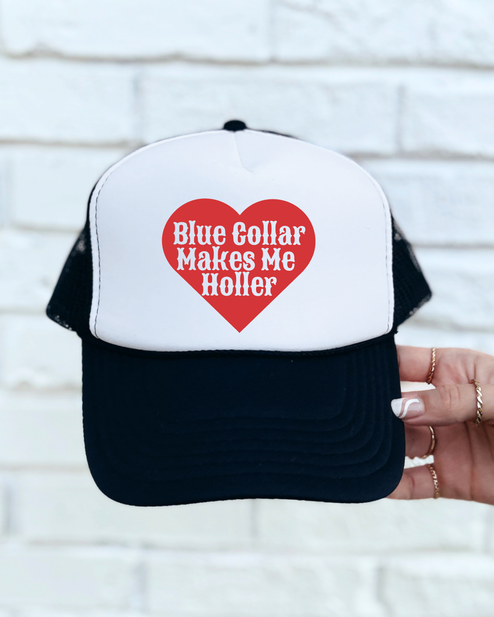 Blue Collar Makes Me Holler Trucker Hat