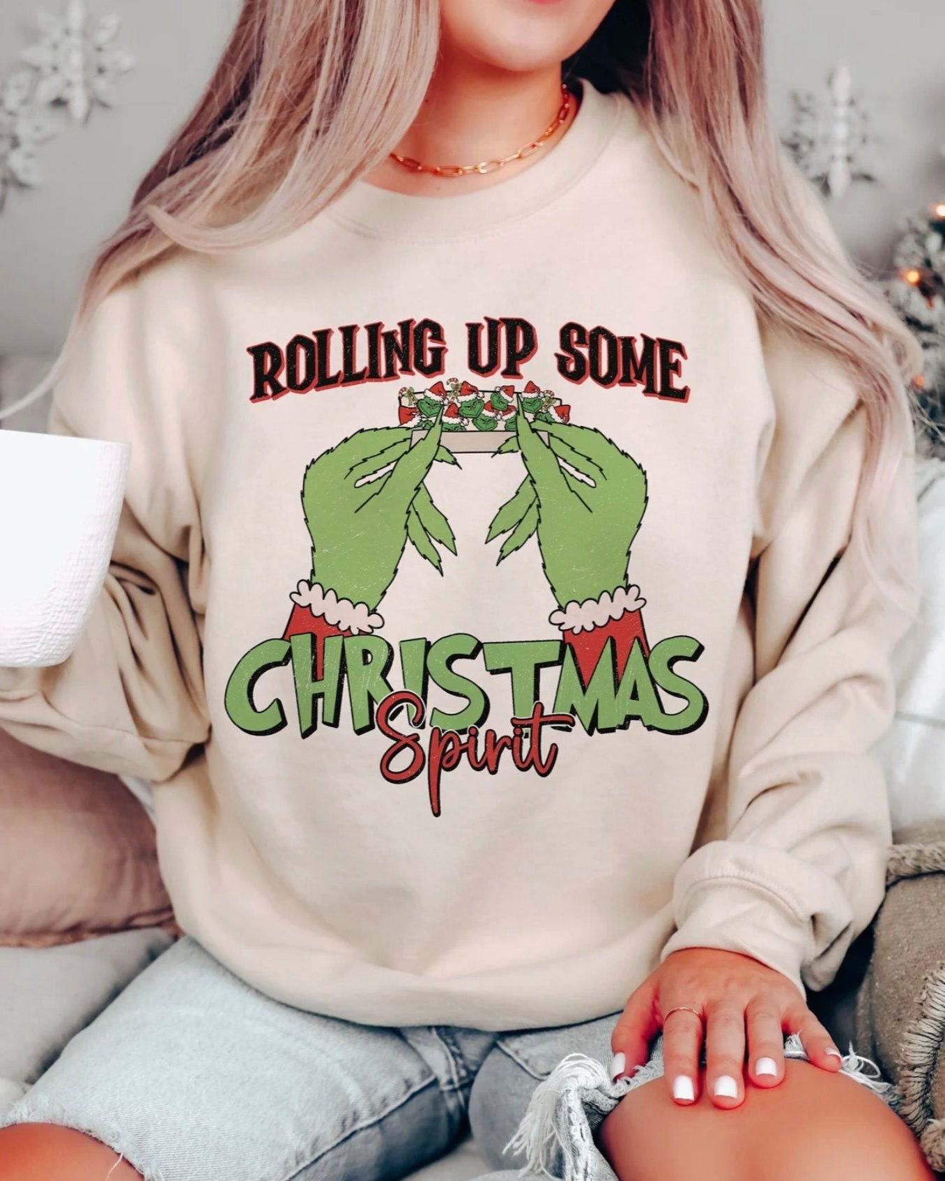 Rolling Up Some Christmas Spirit Crewneck