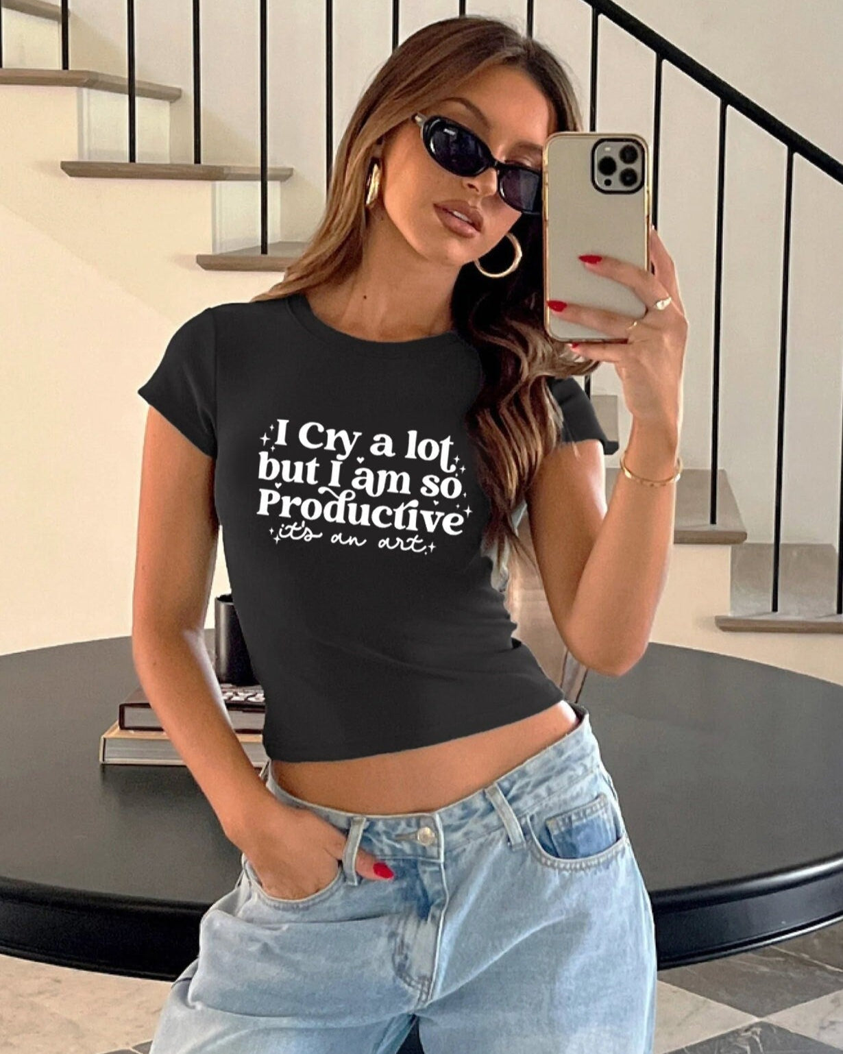 I Cry A Lot But I'm Productive Baby Tee