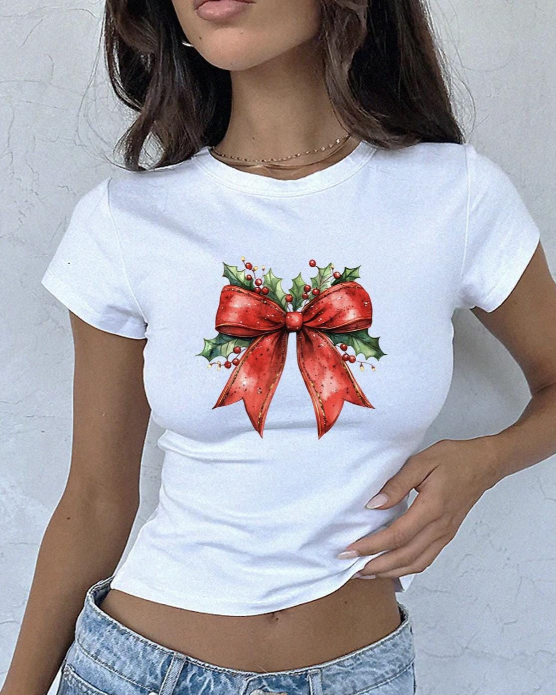 Christmas Coquette Bow Baby Tee