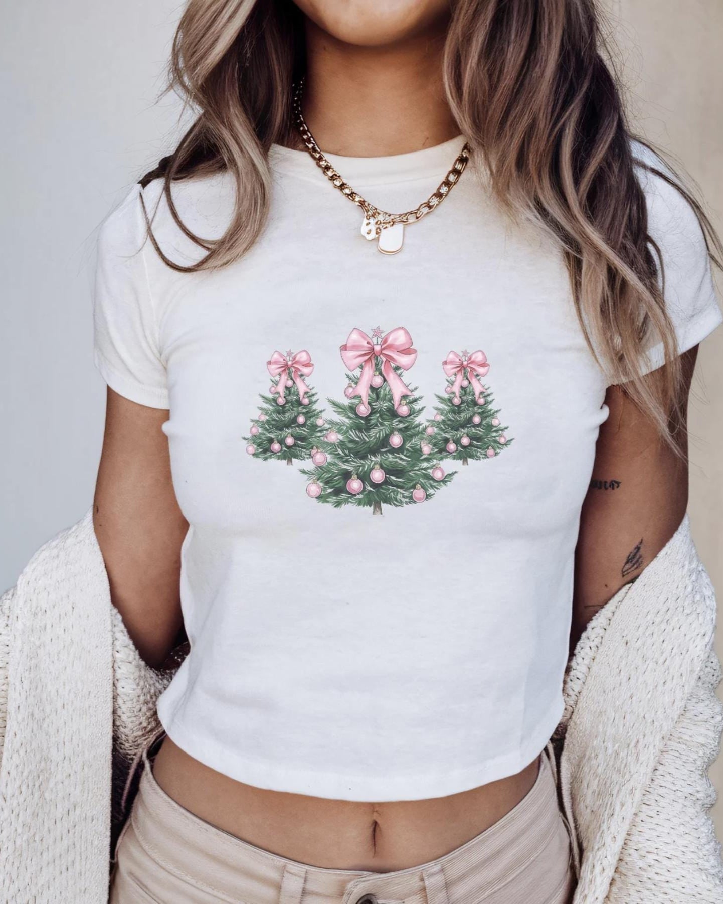 Christmas Bow Tree Baby Tee