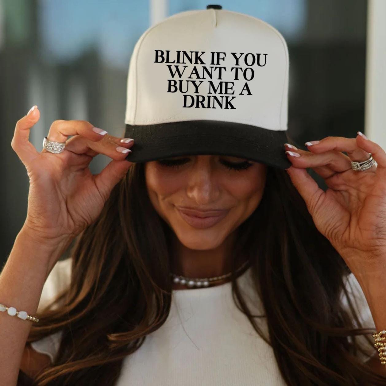 Blink If You Want To Buy Me A Drink Trucker Hat