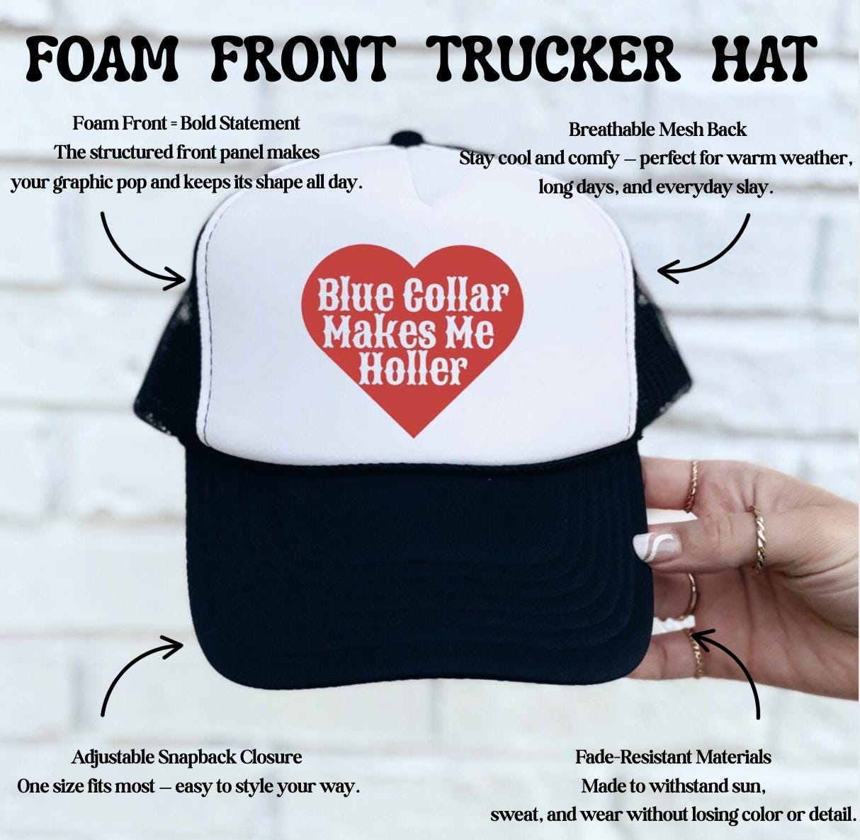 Blue Collar Makes Me Holler Trucker Hat